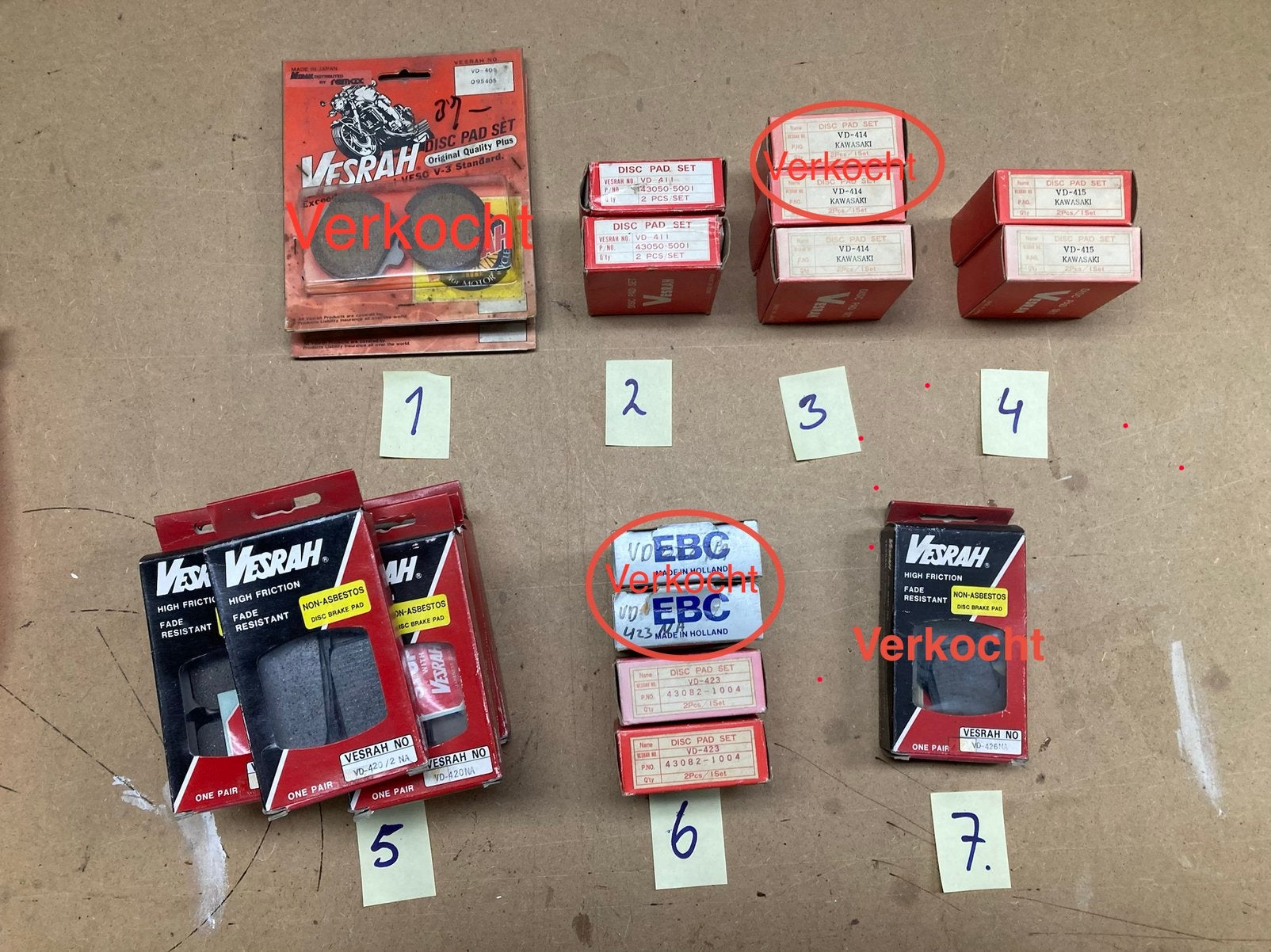 Nieuw (NOS) remblokken sets div types KAWASAKI motoren, Ophalen of Verzenden, Nieuw