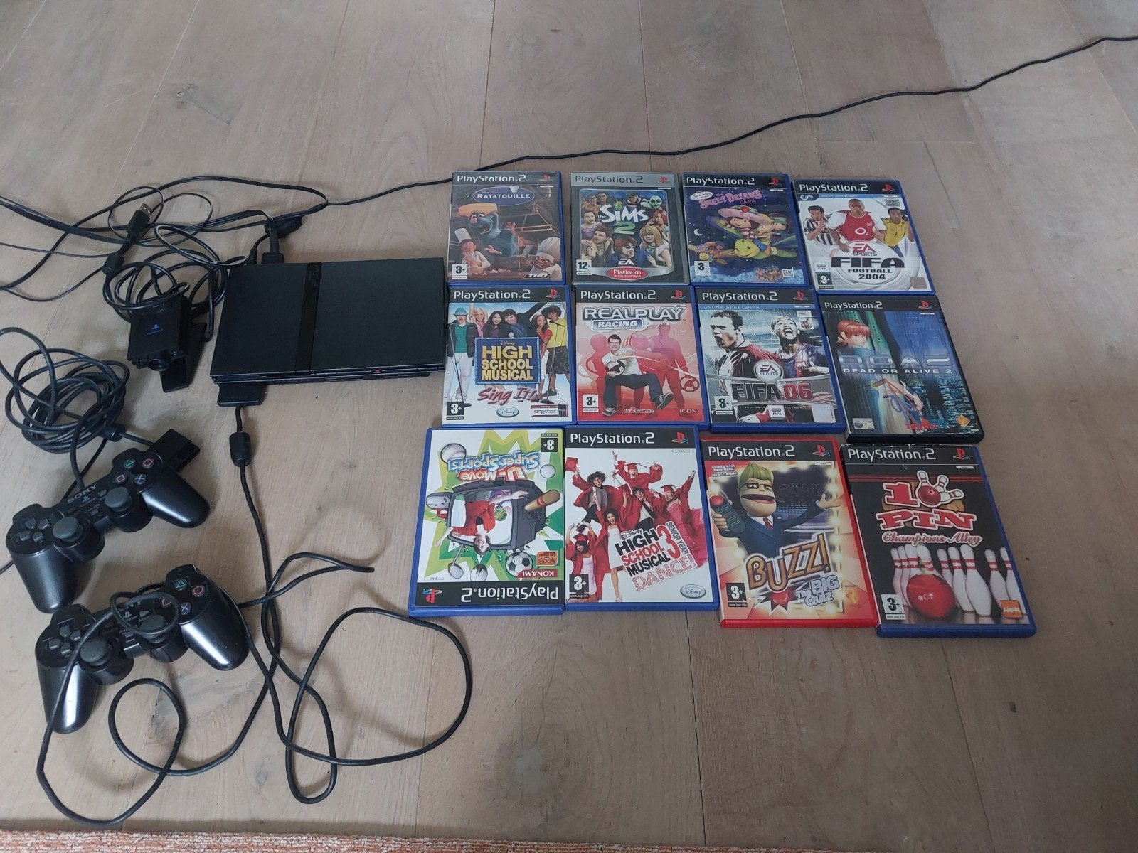 Ps2 slim playstation 2 slim met 13 games - eye toy - buzz, Ophalen of Verzenden
