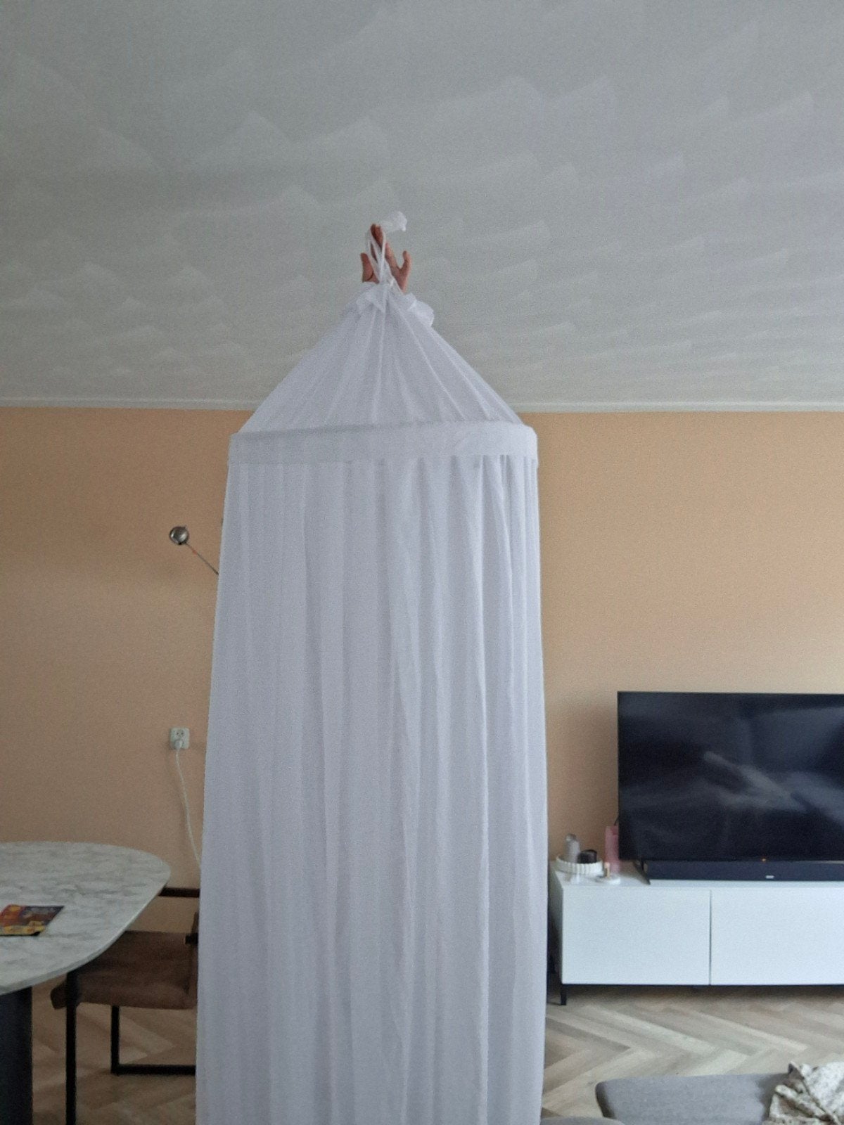 Witte babyhemel/bedhemel voor babybedje of wieg, Kinderen en Baby's, Ophalen, Zo goed als nieuw, Overige typen