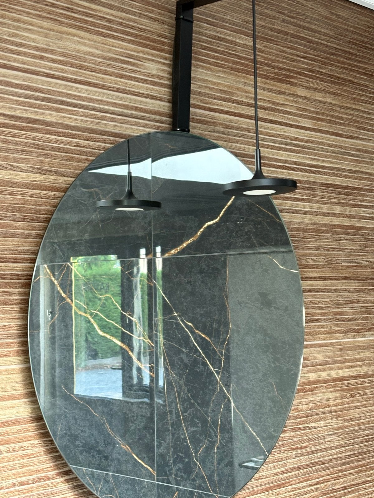 Ronde spiegel  met een lamp erboven, Ophalen, Zo goed als nieuw, Rond, 75 tot 100 cm