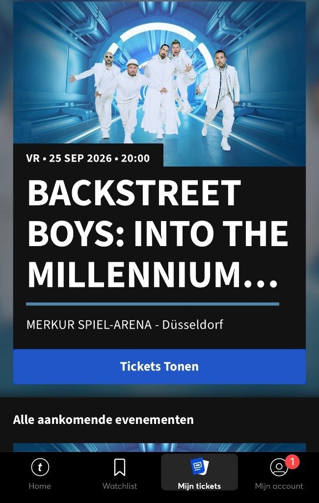 Ticket Backstreet Boys 25 september Düsseldorf, Tickets en Kaartjes, Eén persoon, September