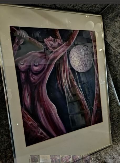 schilderij ``Die Tiefe`` surrealisme - emo expressionisme, Ophalen, Figuren, Passe-partout, Papier/karton