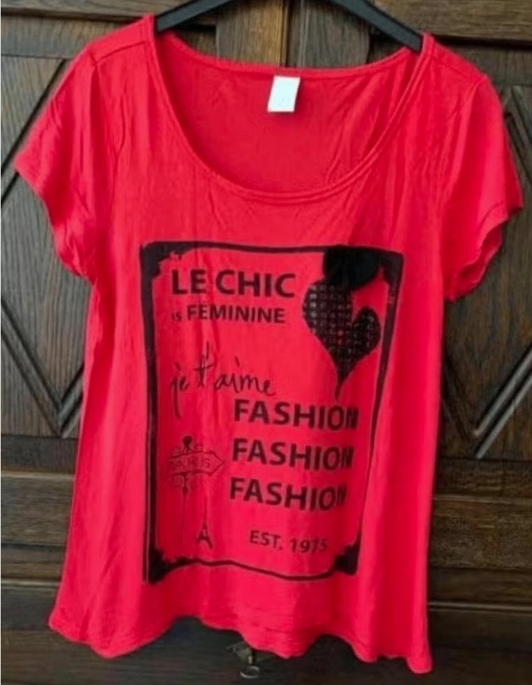 Rode top, shirt dames Le Chic is féminine; M; Vila Clothes, Maat 38/40 (M), Ophalen of Verzenden, Zo goed als nieuw, Korte mouw