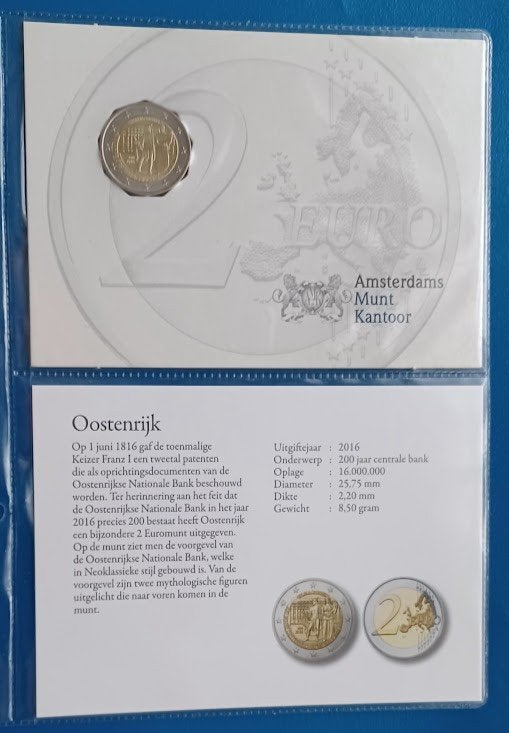 Oostenrijk 2 Euro "Nationale Bank" - 2016 (AMK), Verzenden, Oostenrijk, 2 euro