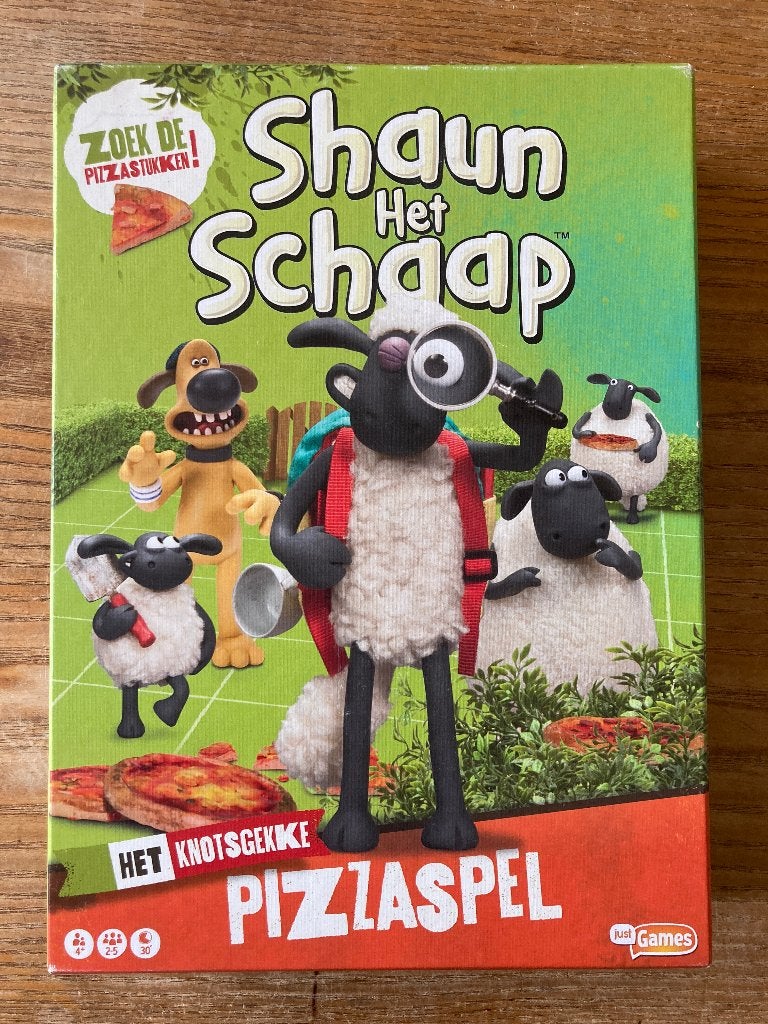 Shaun Het Schaap: Het Knotsgekke Pizzaspel (2-5 splrs, 4+jr), Vijf spelers of meer, Ophalen of Verzenden, Zo goed als nieuw, Just Games