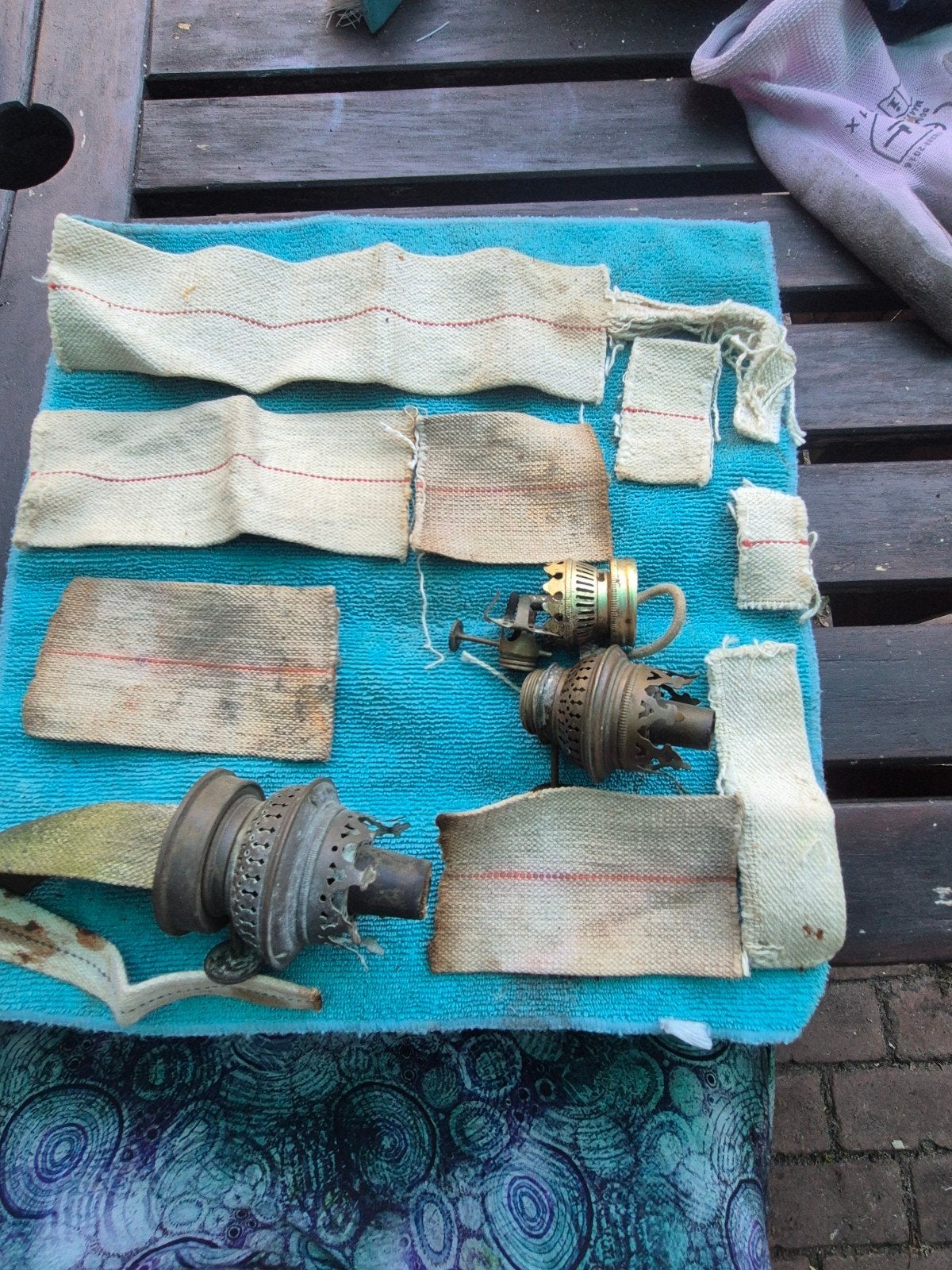 Oude olielamp onderdelen en lonten, Ophalen of Verzenden