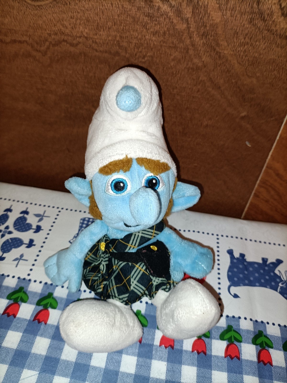 Stoere smurf Gutsy Smurf knuffel met schotse kilt, Verzamelen, Ophalen of Verzenden, Zo goed als nieuw