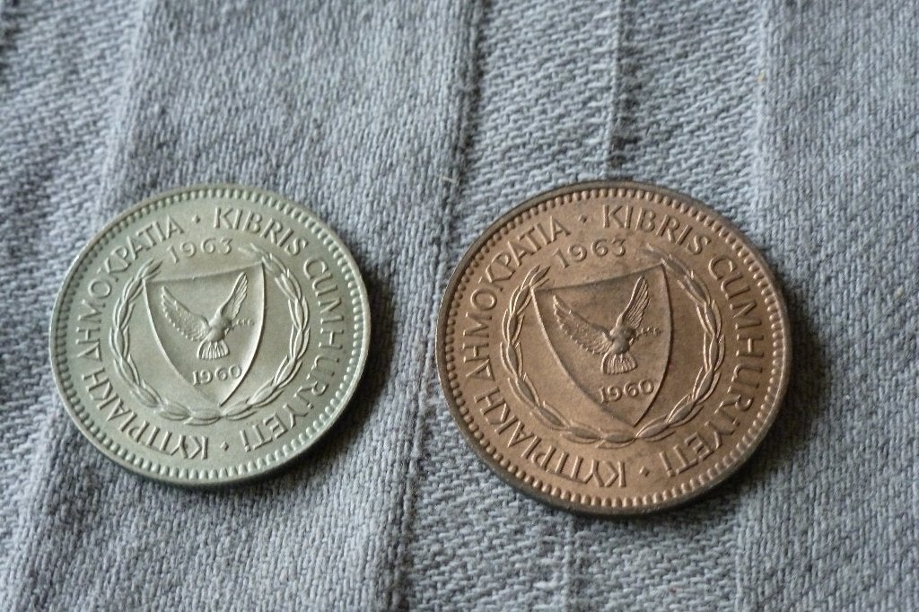 Cyprus -schitterend setje 2x -  5 en 50 mills 1963 UNC (6426, Postzegels en Munten, Ophalen of Verzenden, Overige landen, Setje