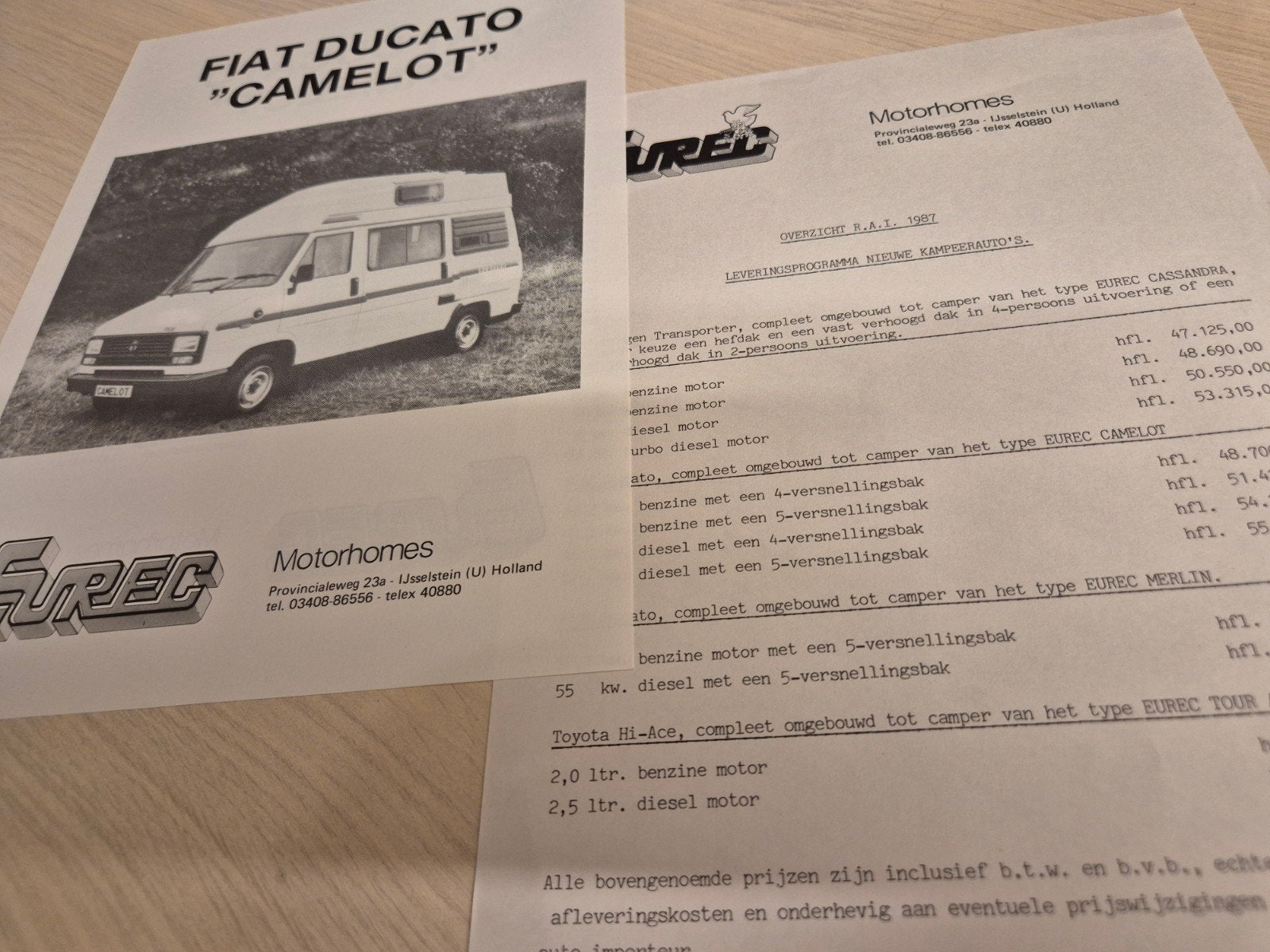 1987 folder set Nederlands Eurec camper Fiat Ducato izgst, Boeken, Ophalen of Verzenden, Zo goed als nieuw, Overige merken