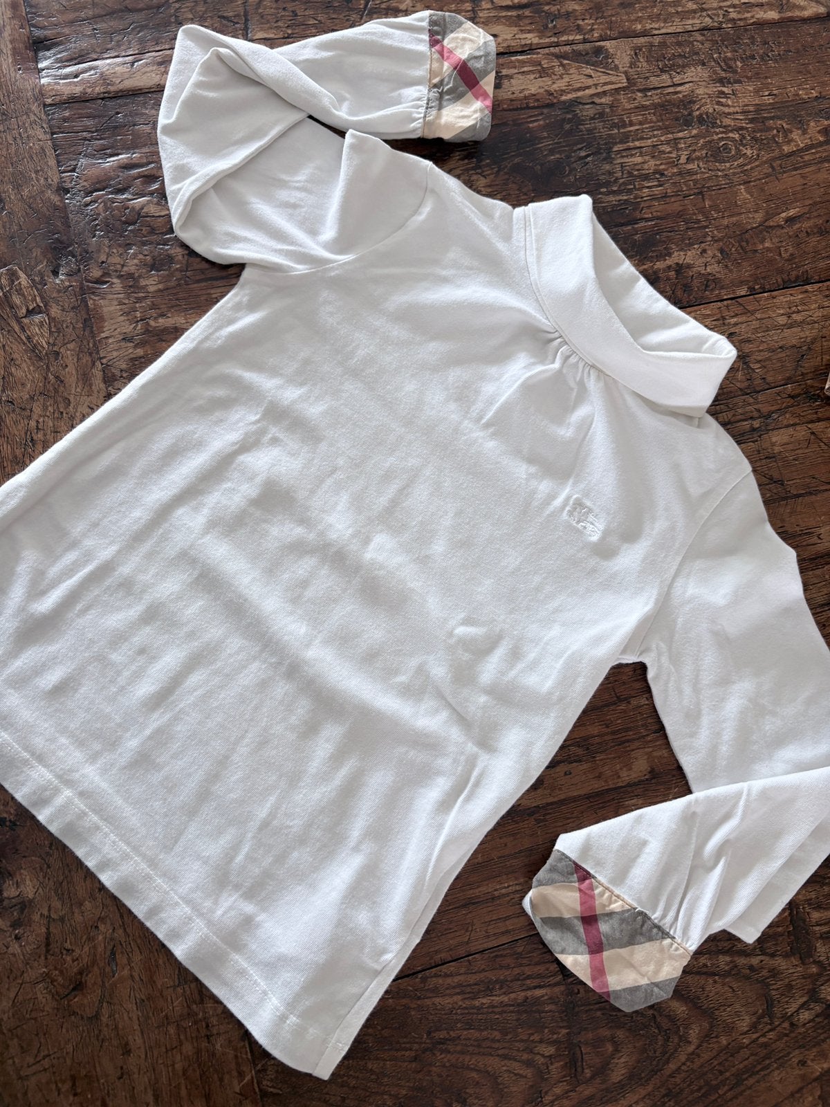 Crème Burberry longsleeve met col, 104/110., Kinderen en Baby's, Kinderkleding | Maat 104, Ophalen of Verzenden, Zo goed als nieuw