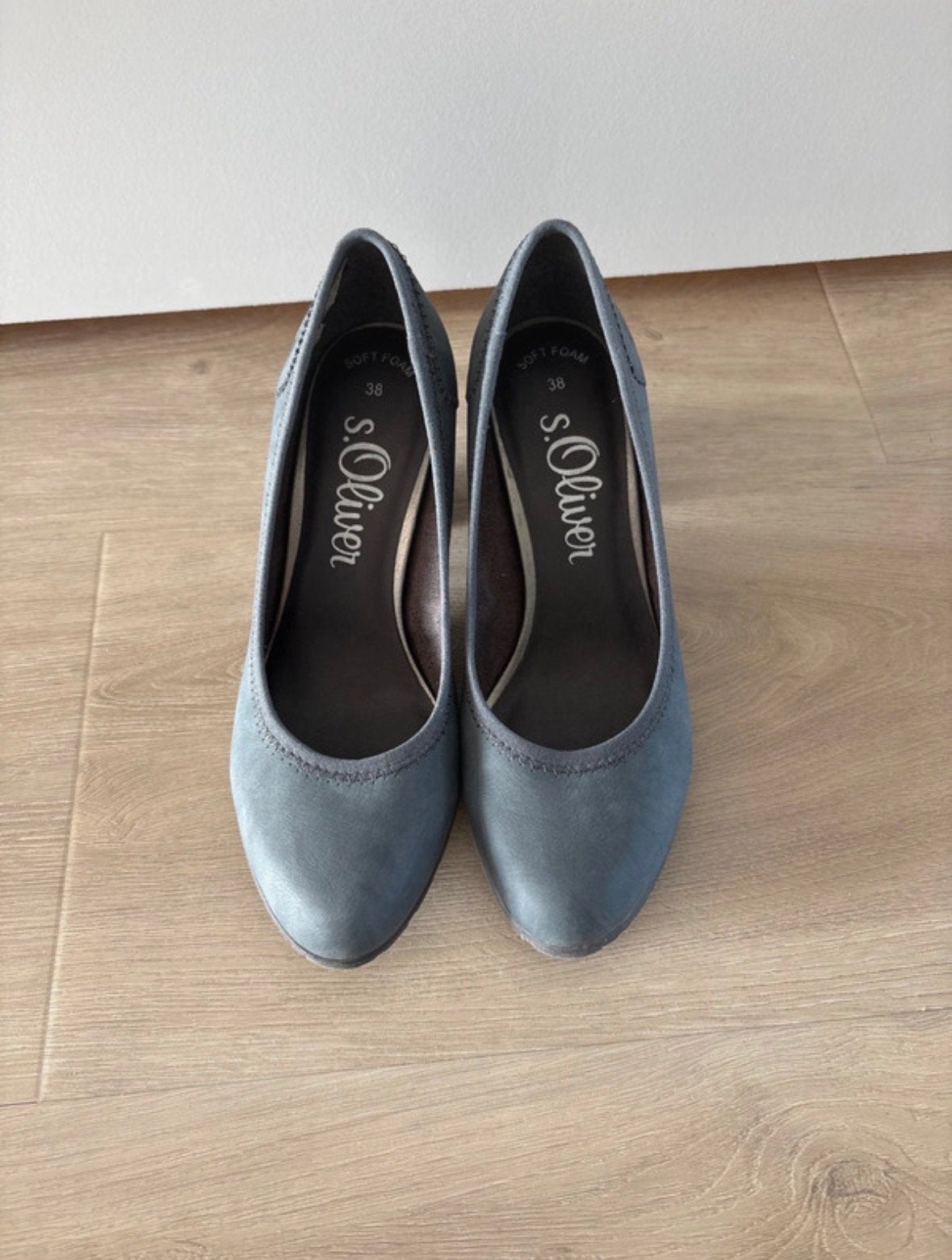 S.Oliver pumps maat 38 - Blauw/Grijs, Pumps, Blauw, Ophalen of Verzenden, Zo goed als nieuw