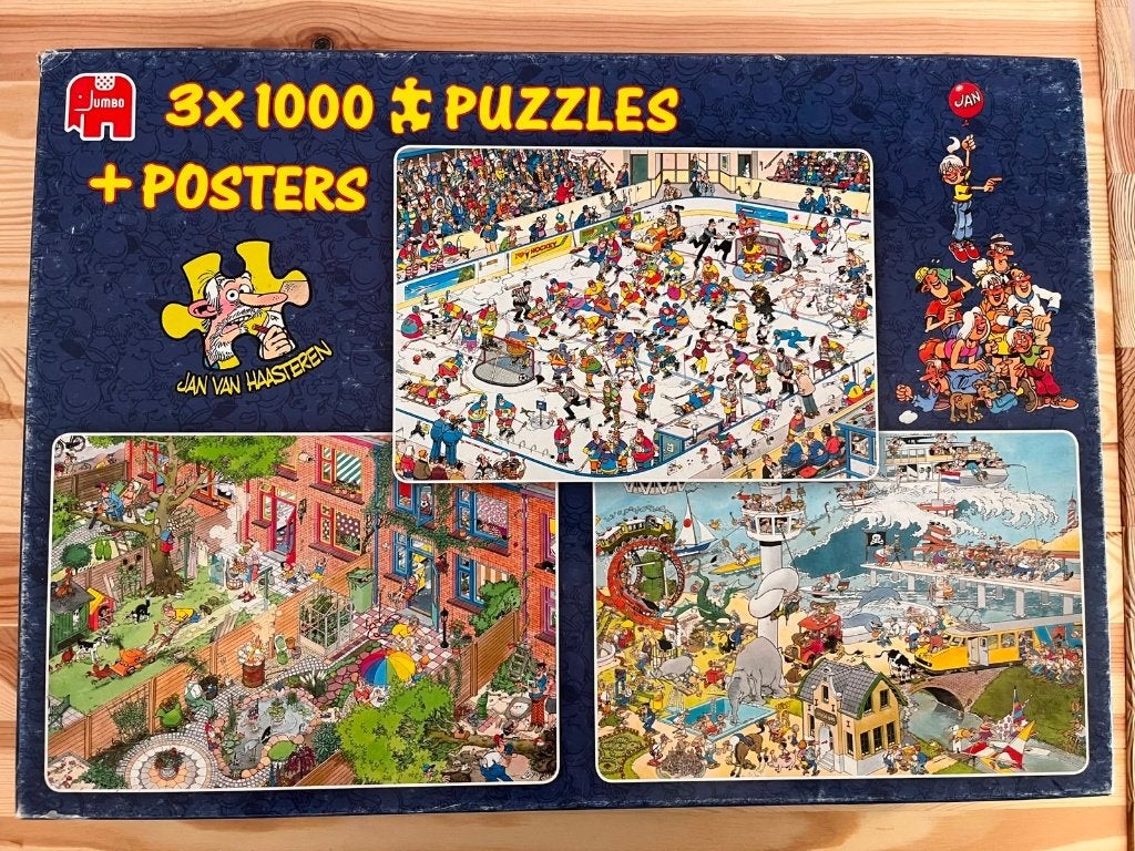 Jan van Haasteren 3x1000 stukjes, Ophalen of Verzenden, 500 t/m 1500 stukjes, Zo goed als nieuw, Legpuzzel