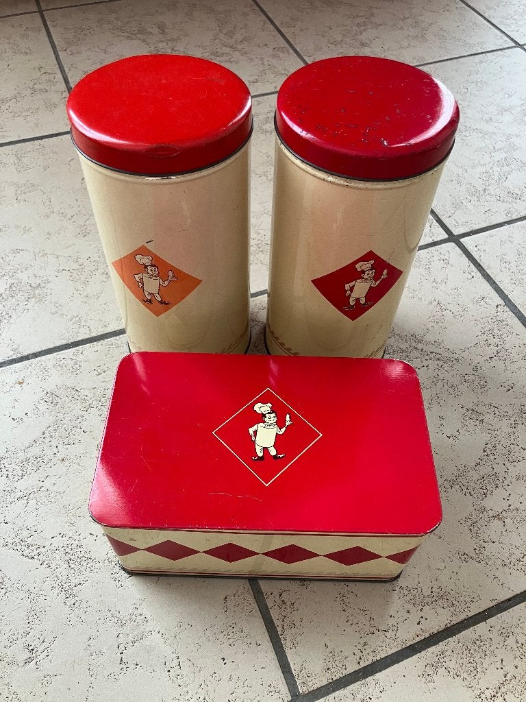 Vintage Bolletje Blikken: 2 Beschuitbussen & Koekjesblik, Verzamelen, Ophalen of Verzenden, Gebruikt, Beschuit, Bolletje