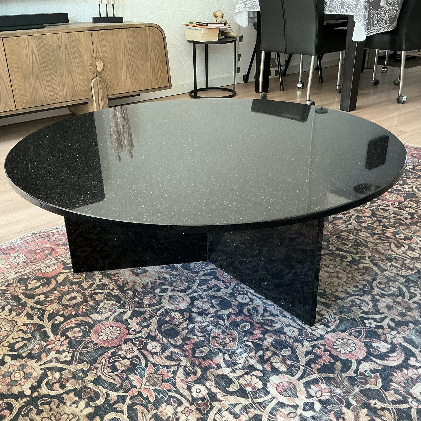 Granieten salontafel diameter 100cm, Huis en Inrichting, Tafels | Salontafels, Ophalen, 100 tot 150 cm, Rond, 50 tot 100 cm