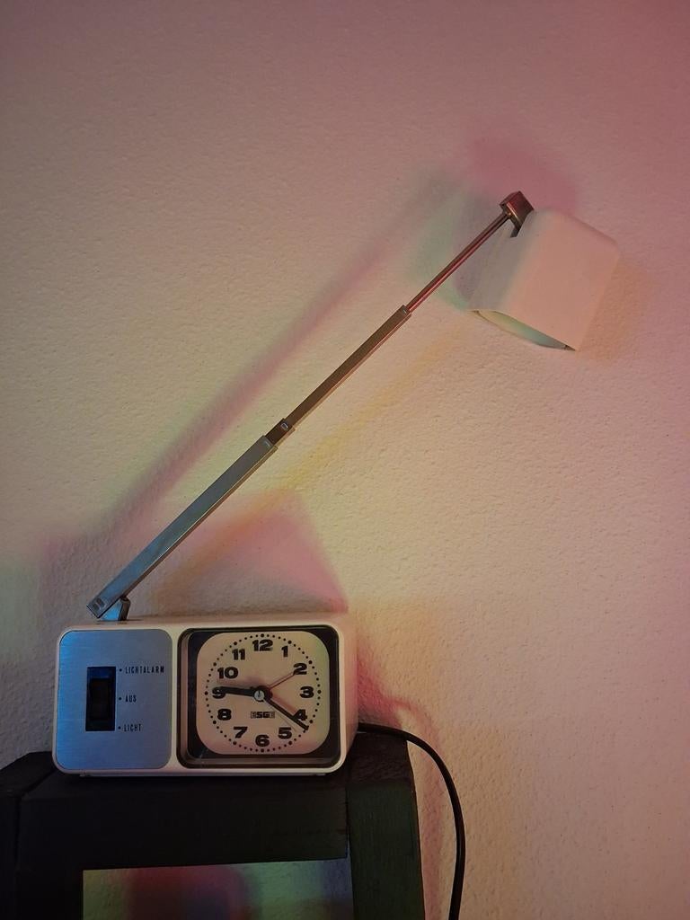 Duits Esge vintage wekkertje met telescoop lamp, Ophalen of Verzenden