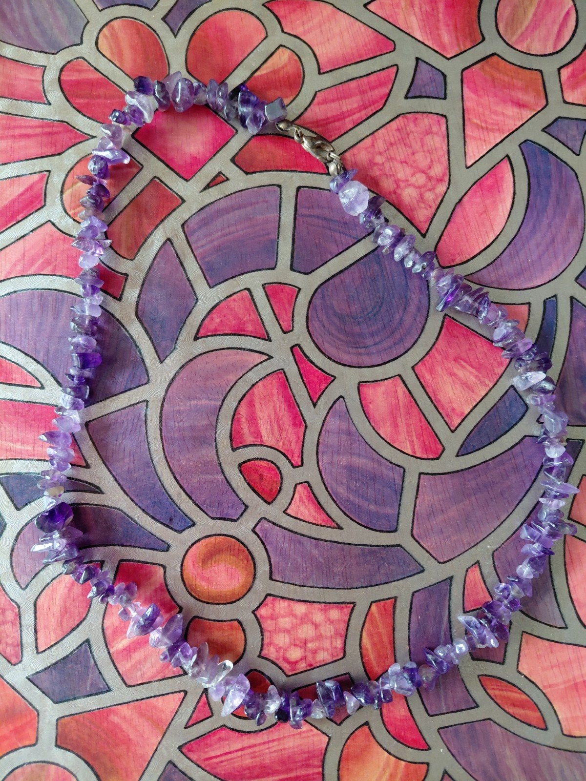 Mooie Amethist ketting 48cm, Gebruikt, Paars, Ophalen of Verzenden, Steen of Mineraal