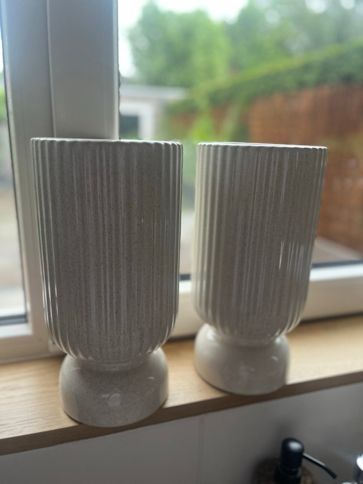 Vaas Robe Leen Bakker - 30 cm hoog, Ophalen, Met patroon/structuur, Wit, Zo goed als nieuw