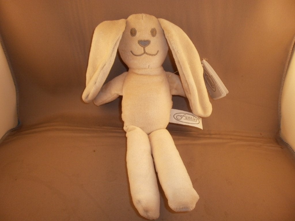 funnies konijn crème grijze binnenkant oren velours gestikte, Ophalen of Verzenden, Middelgroot (20 tot 80 cm), Met label, Beige