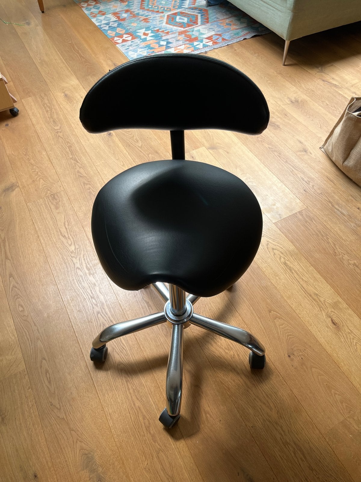 Ergonomische Zadelkruk met Rugleuning - Zwart, Ophalen, Gebruikt, Zwart, Bureaukruk