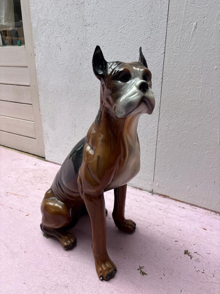 Vintage Porseleinen Boxer Hond beeld, Ophalen, Zo goed als nieuw, Dier