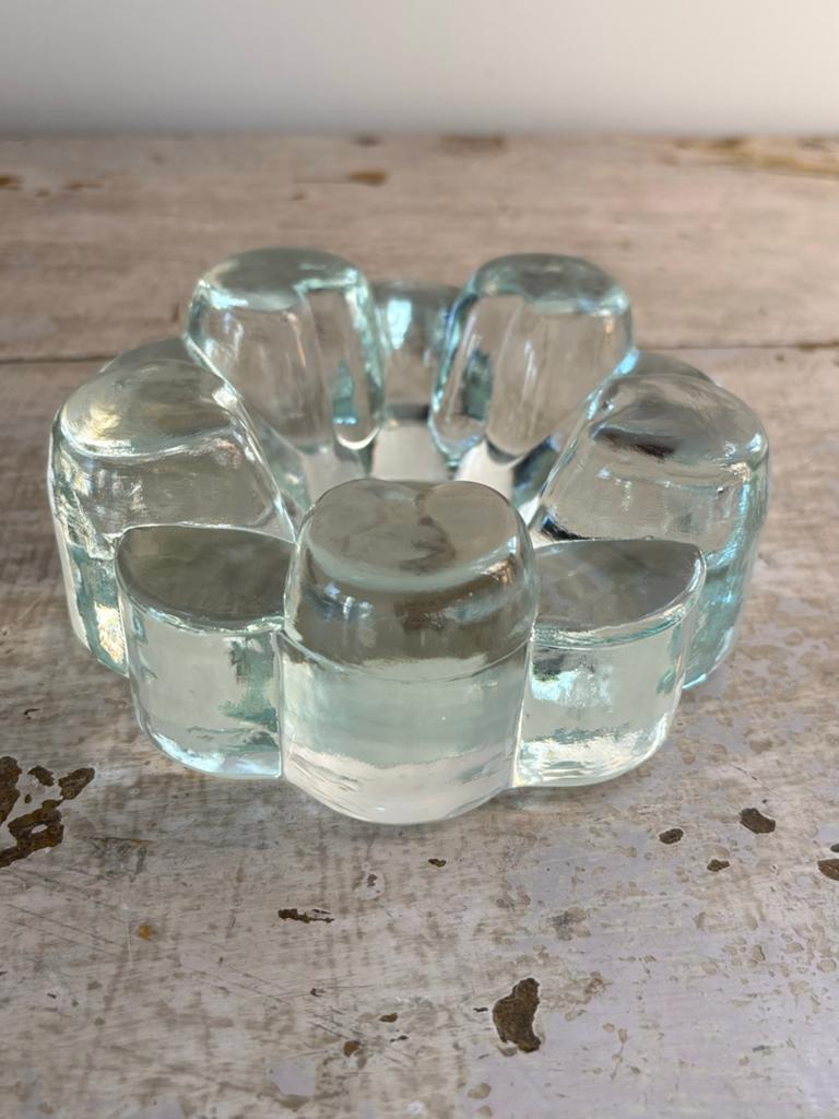 Vintage waxinelichthouder en oderzetter voor theepot, 1960, Antiek en Kunst, Ophalen of Verzenden, Glas