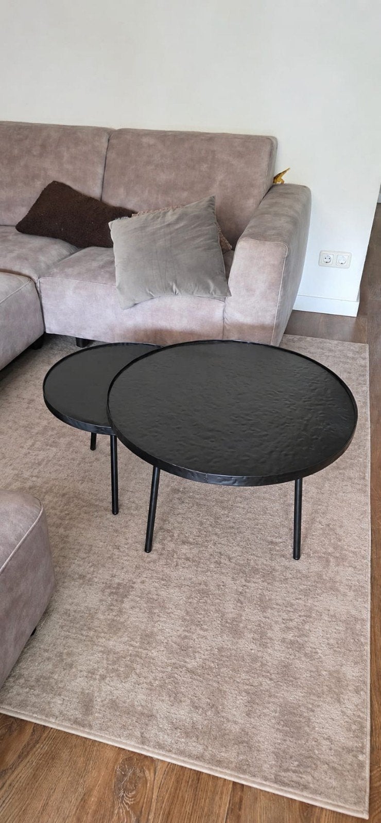 Nieuwe Monza salontafel set van 2 – Zwart – Nieuw in doos, Minder dan 55 cm, Metaal of Aluminium, Rond, Nieuw