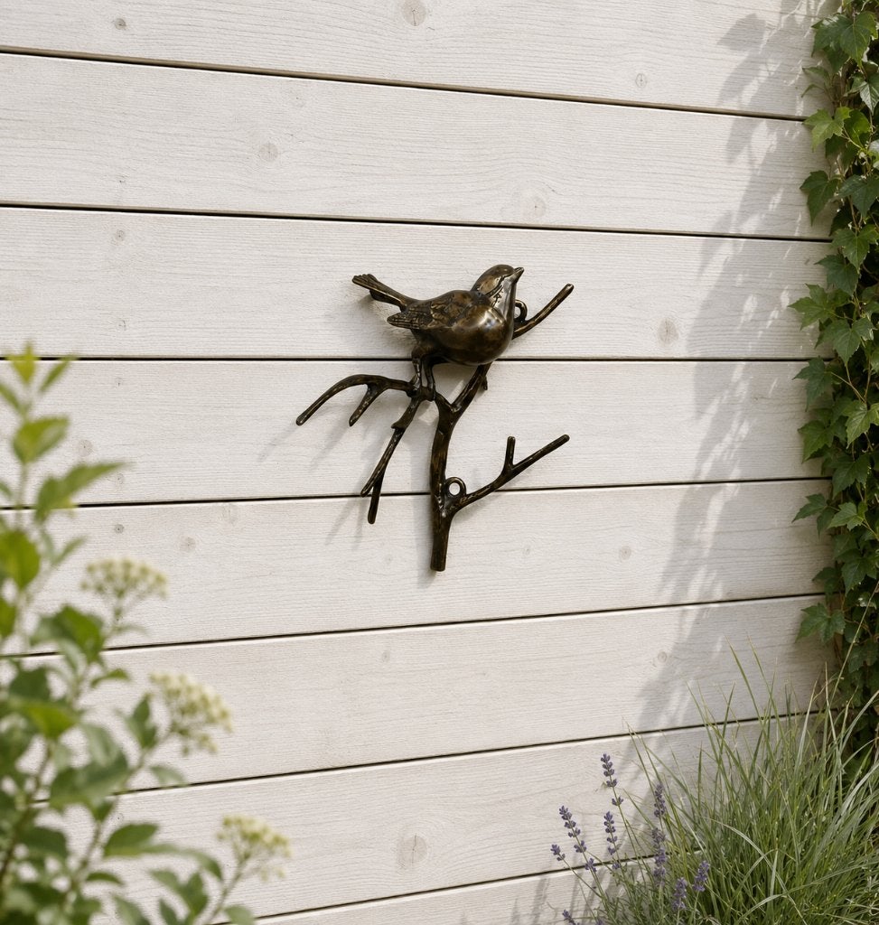 1 VOGEL OP TAK / BRONS / WANDHANGER, Huis en tuin decoratie Marie, Nieuw, Info@huisentuindecoratiemarie.nl, Peize
