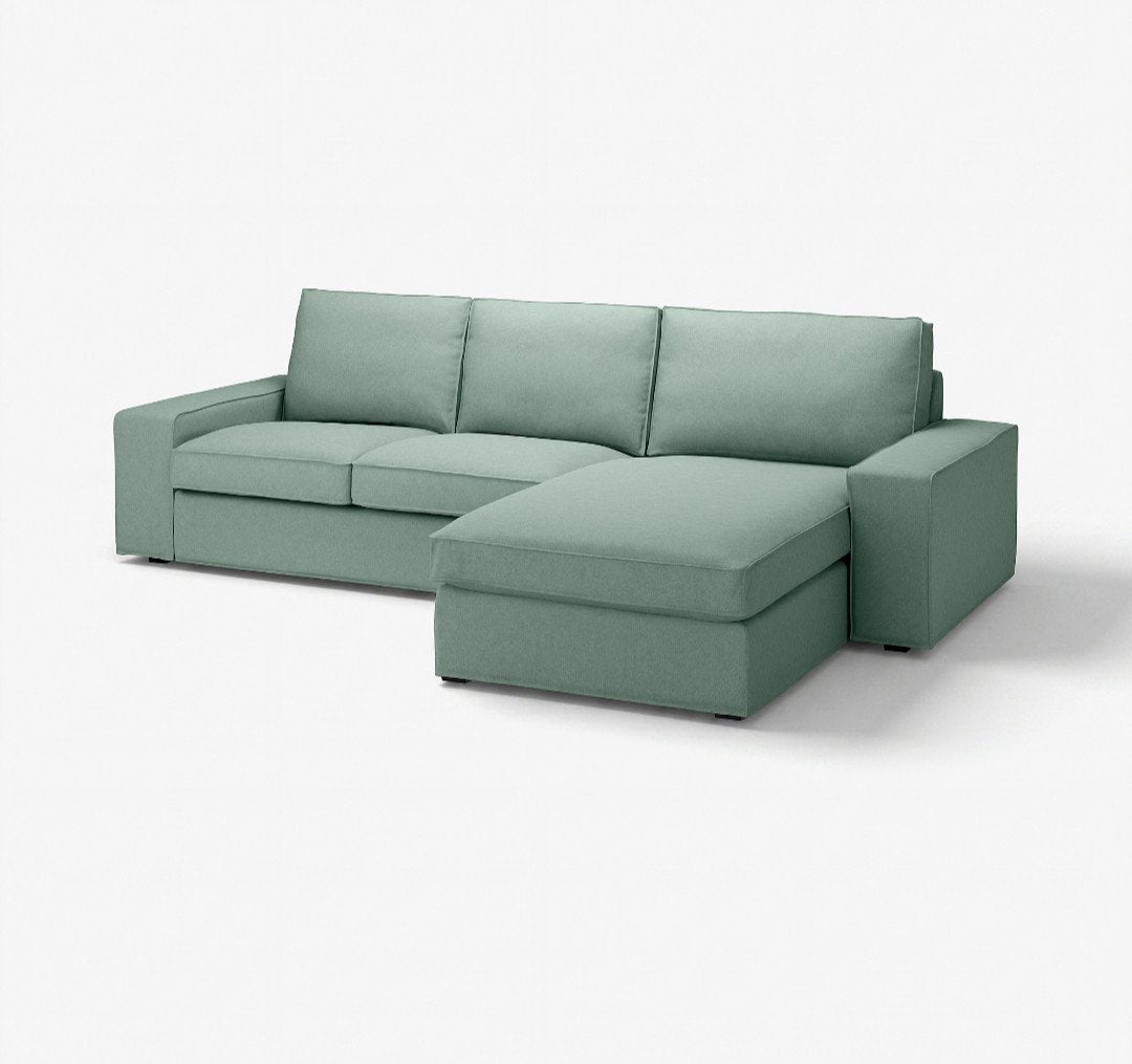 Ikea Kivik 3-zitsbank met chaise longue, lichtgroen, Ophalen, 250 tot 300 cm, Hoekbank, Driepersoons
