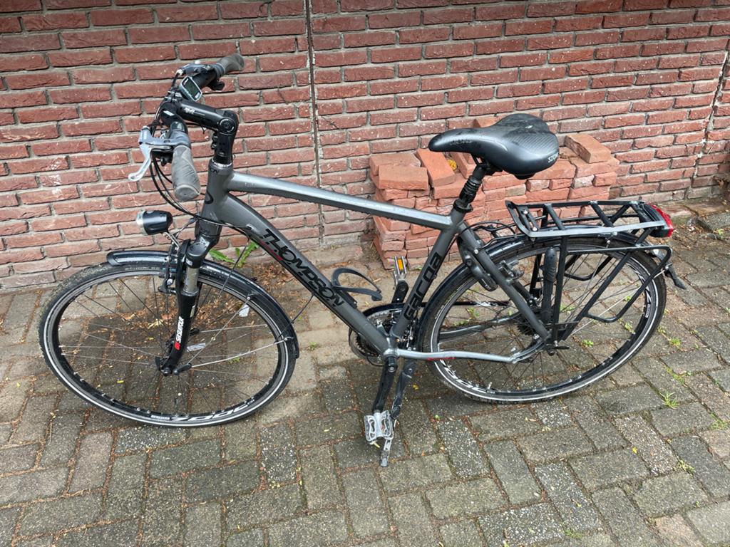 Thompson hybride fiets met versnellingen, Gebruikt, Velgrem, Versnellingen, 53 tot 57 cm