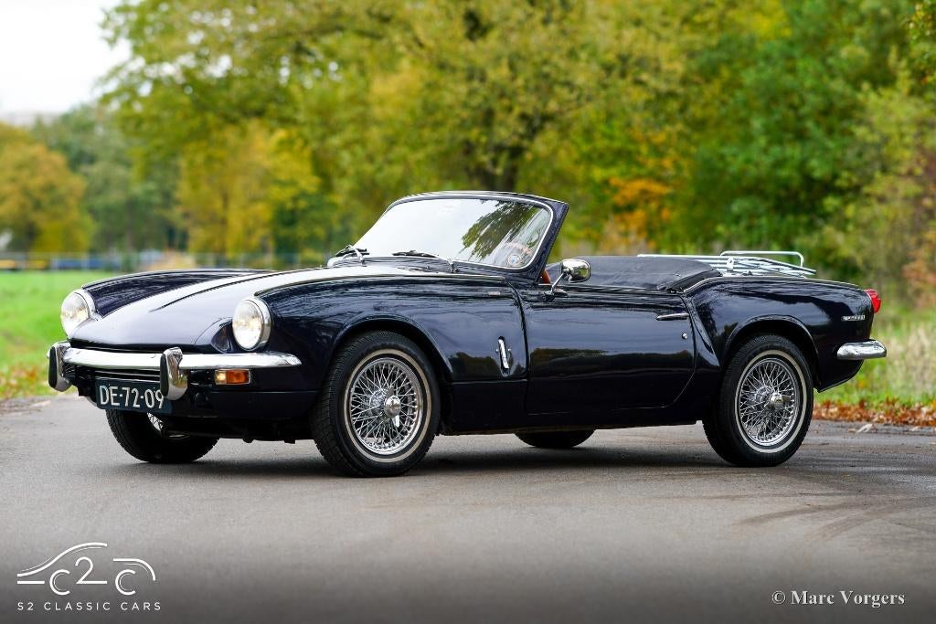 Triumph Spitfire MK3 1971, Auto's, Zwart, Cabriolet, Blauw, Open dak