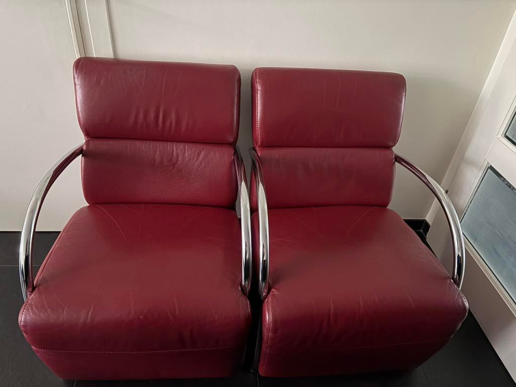 Fauteuils, Huis en Inrichting, Fauteuils, Ophalen, Minder dan 75 cm, Leer, Zo goed als nieuw