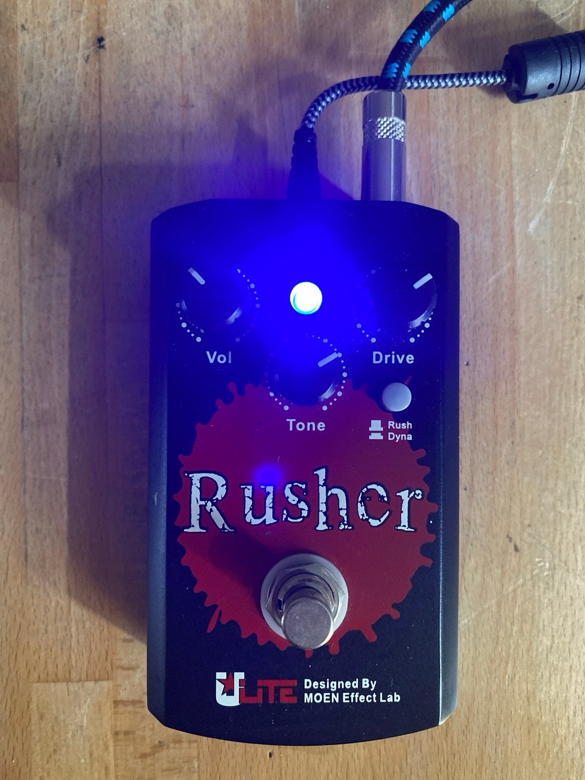 Moen Rusher U-Lite Overdrive/Distortion Pedaal, Ophalen of Verzenden, Zo goed als nieuw, Distortion, Overdrive of Fuzz