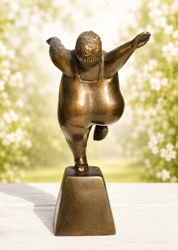 DIKKE DAME / bronzen beeld / armen omhoog, Ophalen of Verzenden, Brons, Beeld