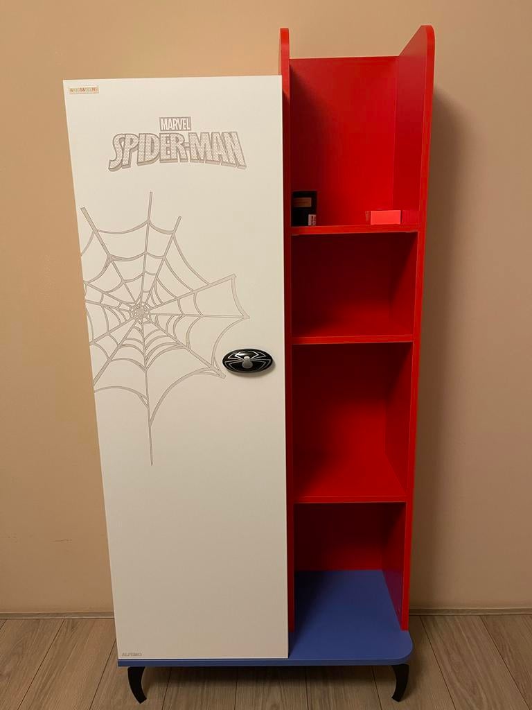 Spiderman Kinderkast met planken - Rood, Wit, Blauw, Ophalen, Gebruikt, 50 tot 100 cm, 150 tot 200 cm