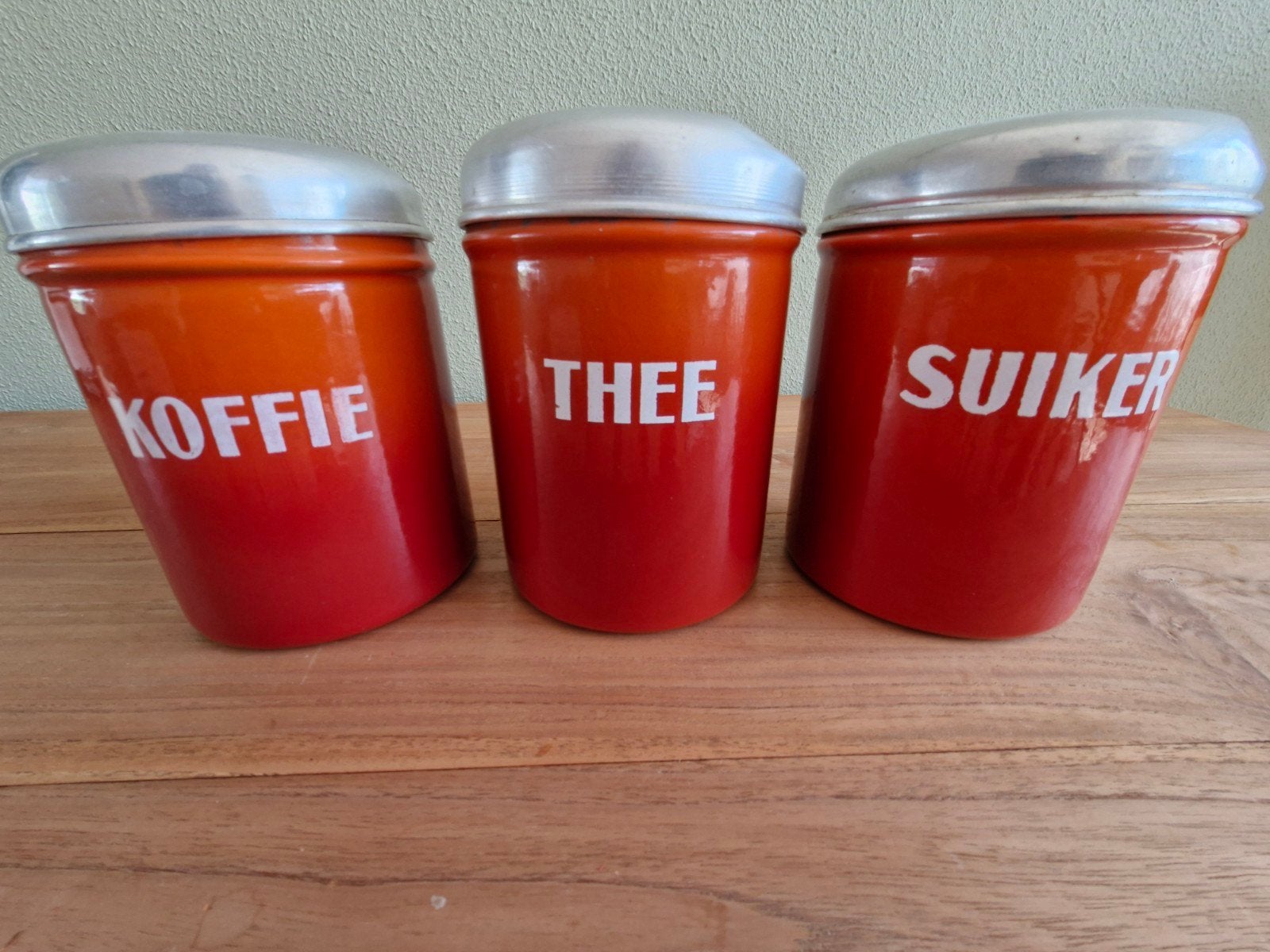 Brabantia vintage set voorraadpotten oranje naar rood, Antiek en Kunst, Ophalen of Verzenden