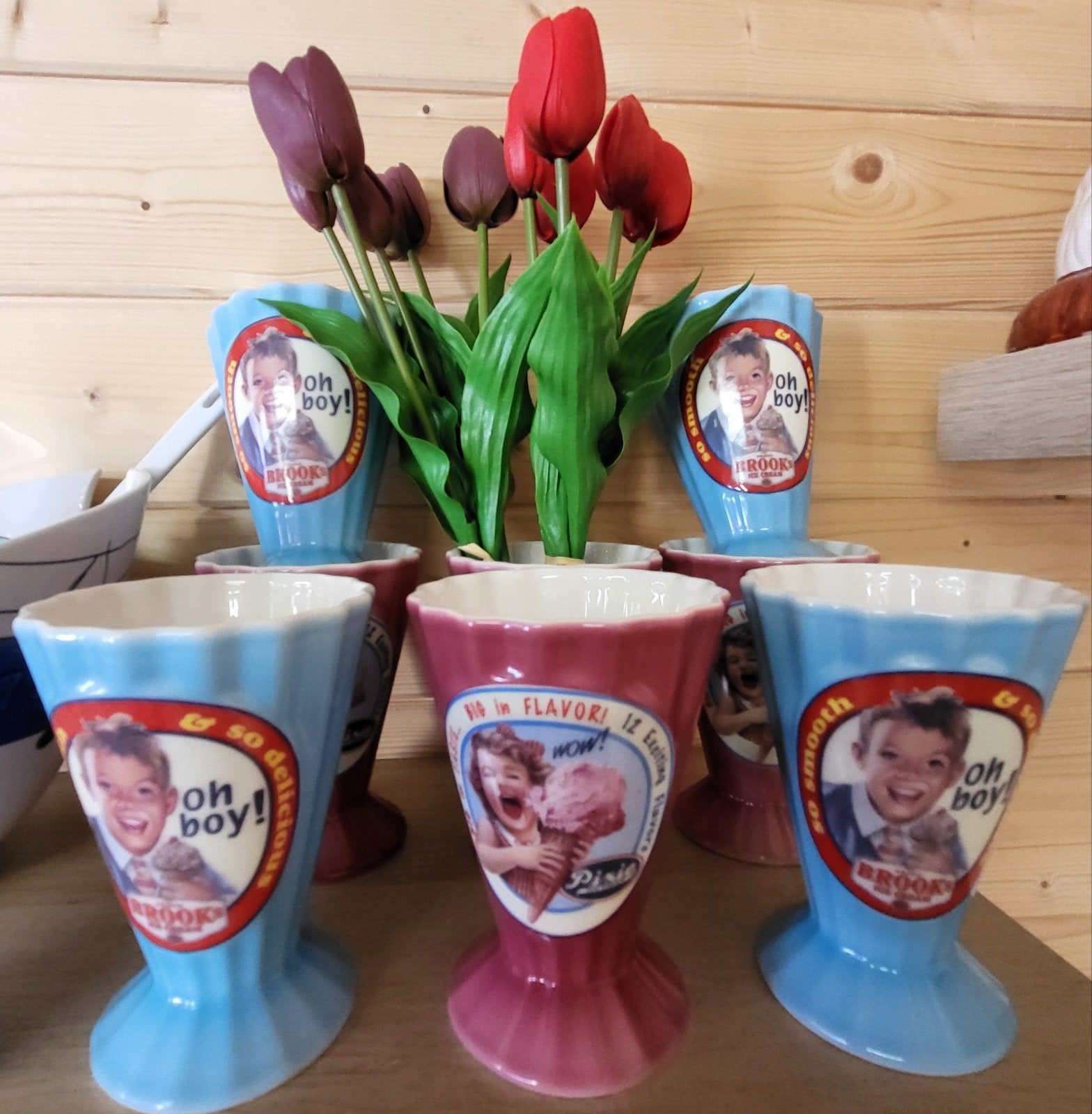 6 Nostalgische ijsbekers 50-60er jaren Villeroy & Boch NIEUW, Antiek en Kunst, Kunst | Designobjecten, Ophalen, Object, Gemerkt