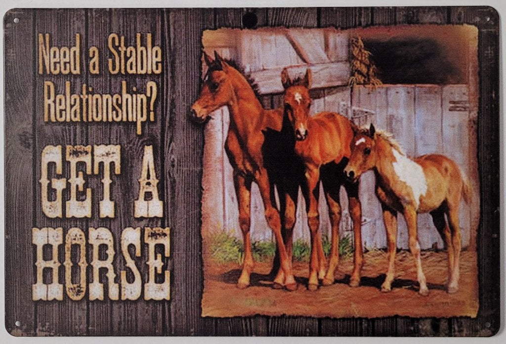 Need a stable relationship paard reclamebord van metaal deco