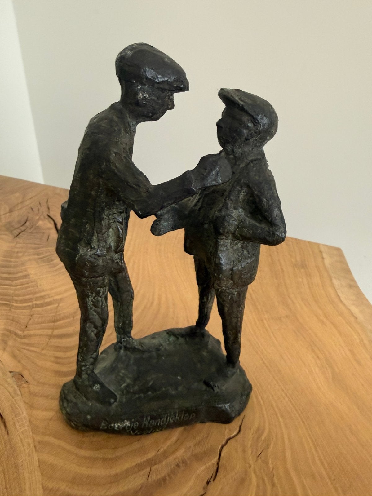 Bronzen beeld, Groep mensen, Ophalen of Verzenden, 20 - 50 cm, Beeld
