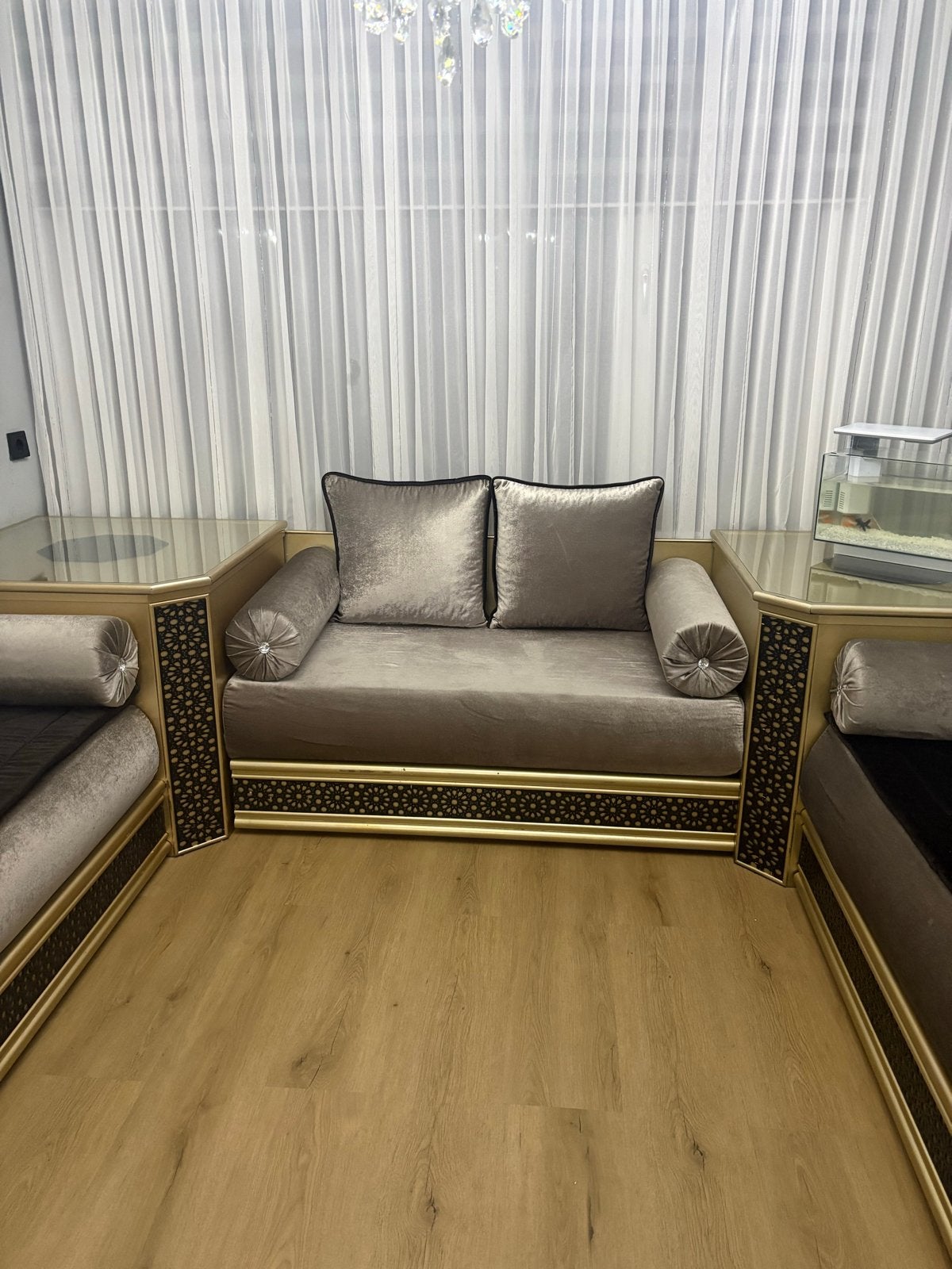 Luxe Marokkaanse Sedari Goud - Compleet Set, Ophalen, Zo goed als nieuw, Stof