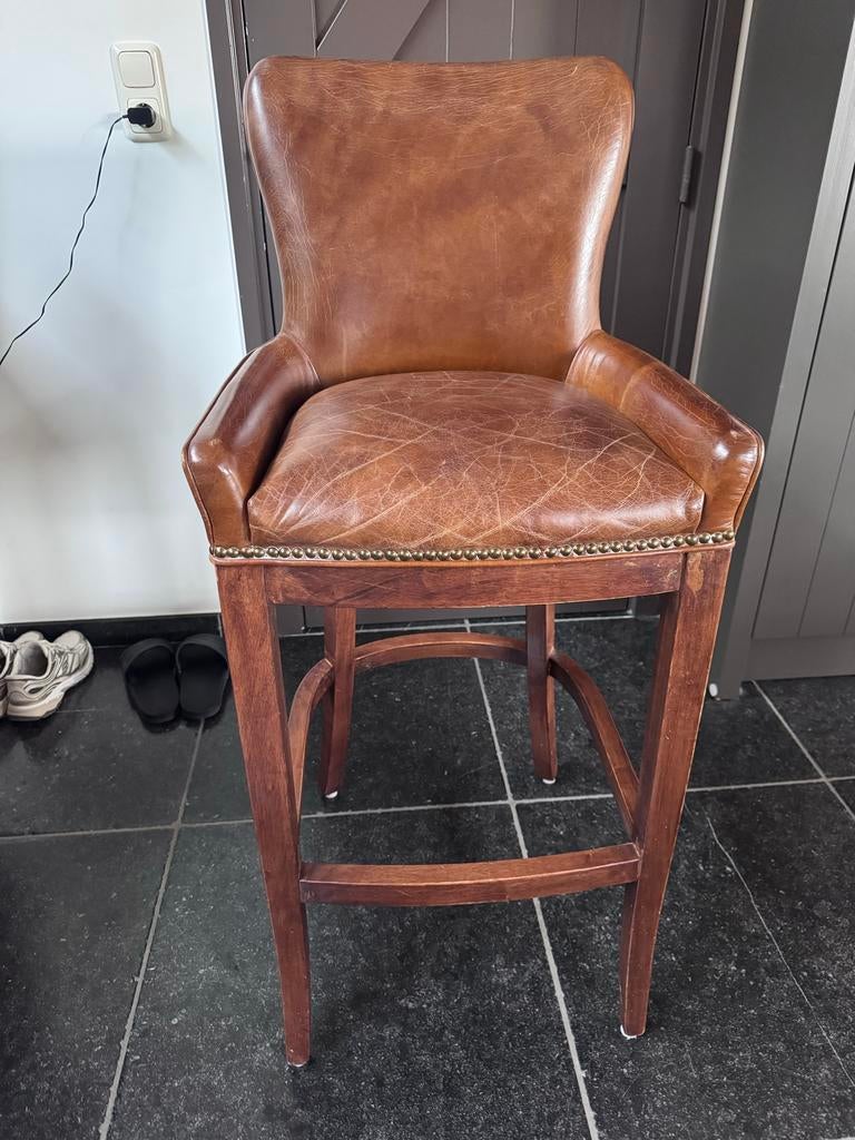 4 Rofra Home barkrukken van echt leer - Nieuwstaat, Leer, Ophalen of Verzenden, Zo goed als nieuw, 90 cm of meer