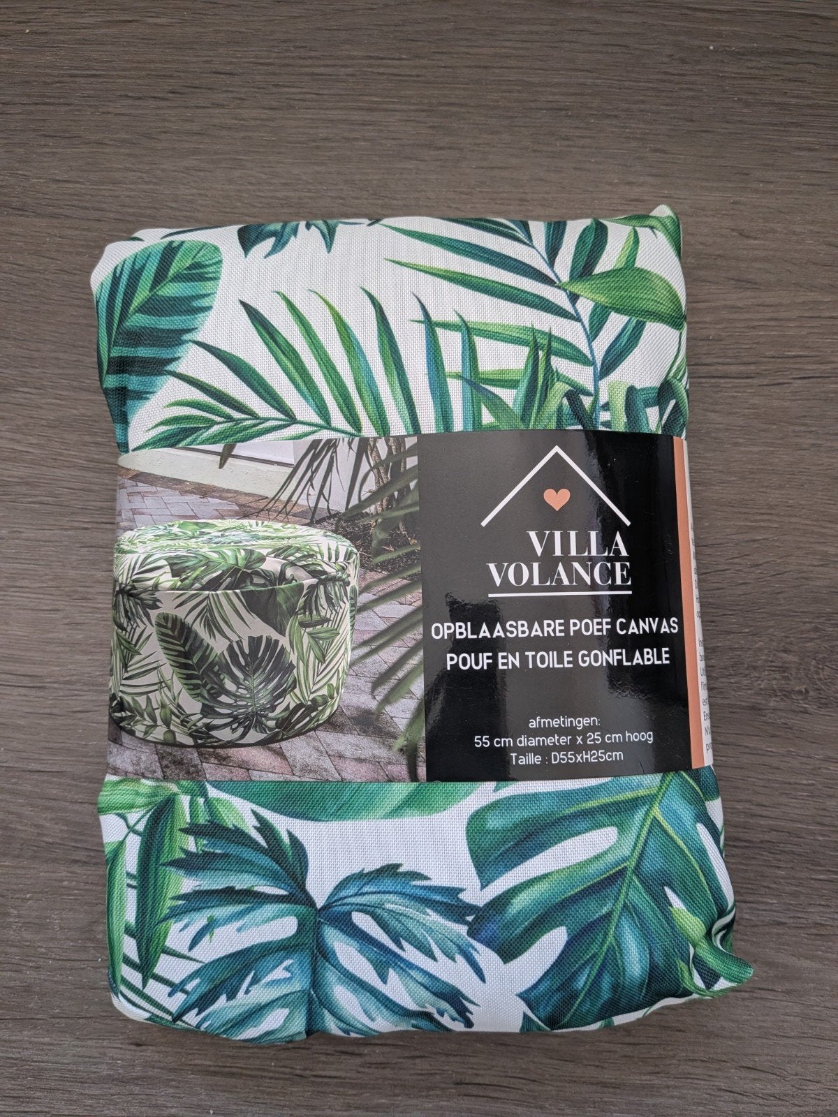 Opblaasbare poef canvas met palmbladeren print nieuw, Nieuw, Ophalen of Verzenden, 50 tot 75 cm, 50 tot 75 cm