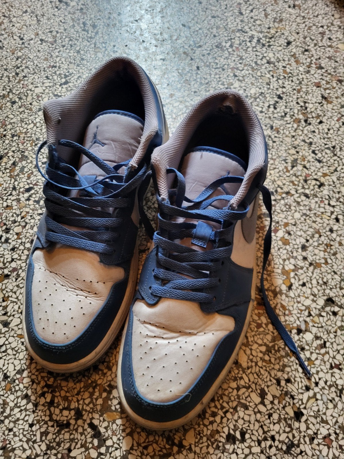 Nike Air Jordan 1 Low - Blauw/Wit maat 46, Ophalen, Blauw, Sneakers of Gympen, Gedragen