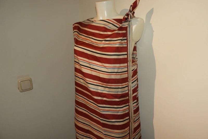 See by Chloe zuiver zijde jurk gestreept strik schouder D42, Maat 42/44 (L), Boven de knie, Meerkleurig, Verzenden