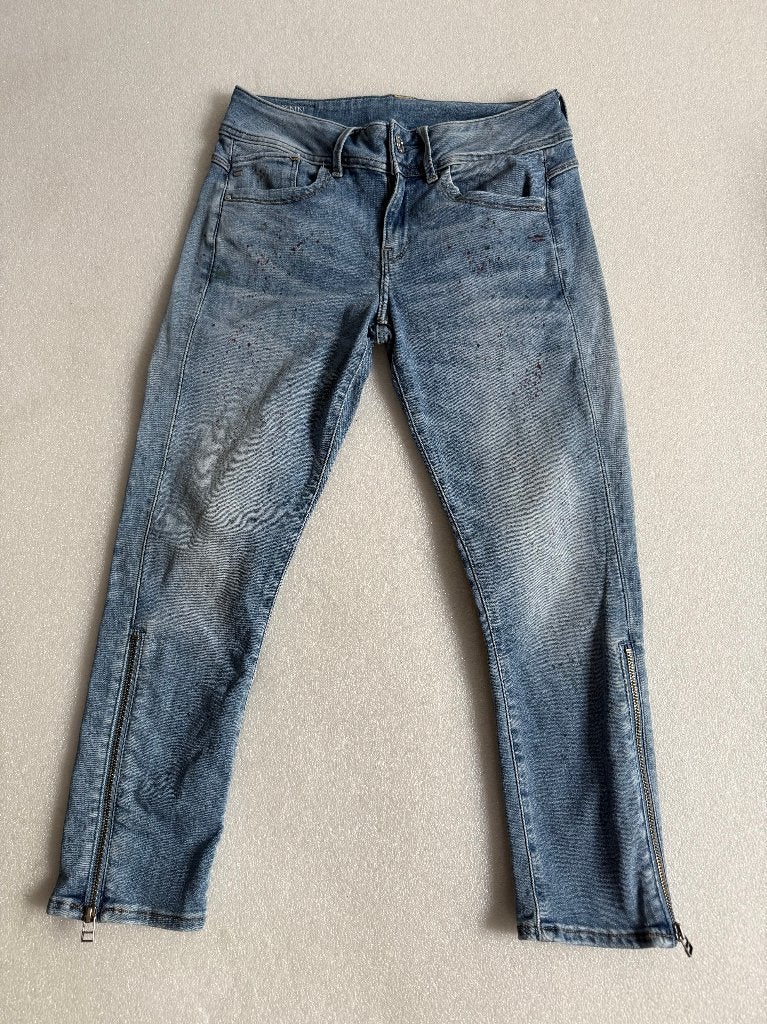 blauwe G-Star Lynn Mid skinny 7/8 maat 27, Blauw, Ophalen of Verzenden, Zo goed als nieuw, W27 (confectie 34) of kleiner