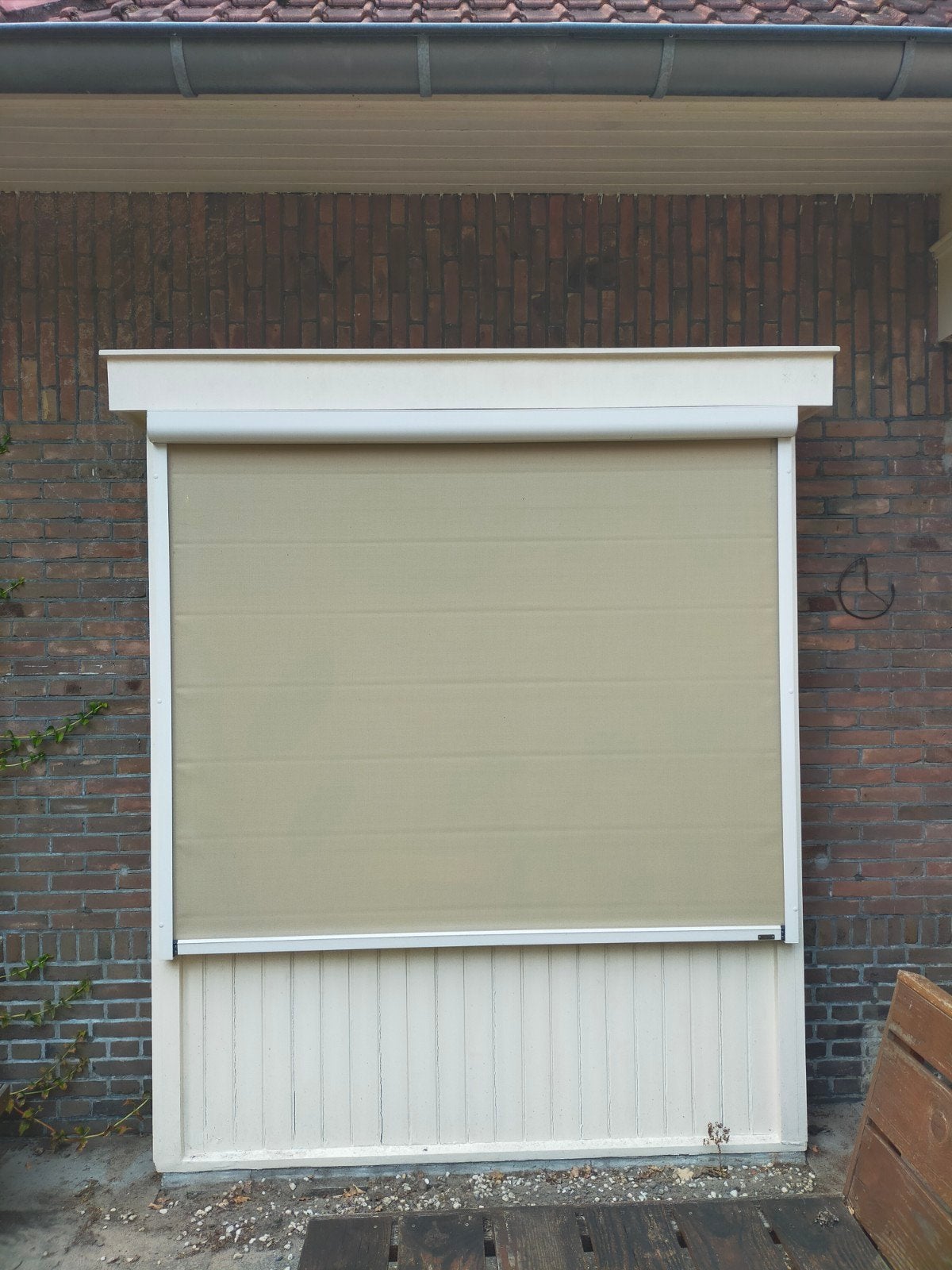 SunCircle Screen - Somfy motor - Crème - 160x190cm, Doe-het-zelf en Verbouw, Ophalen, Gebruikt, Elektrische bediening, 150 tot 200 cm