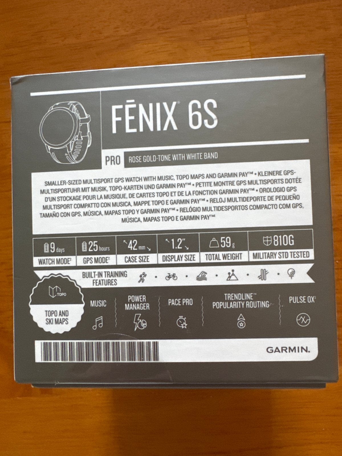 Garmin Fenix 6S Pro Rose Gold-Tone Multisport GPS Horloge, Ophalen of Verzenden, Waterdicht, Zo goed als nieuw, Roze