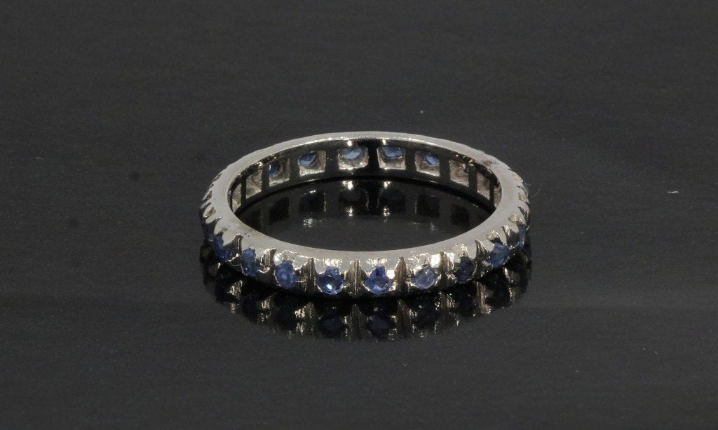Saffieren 18k gouden dames rij alliance ring briljant fraai, Sieraden, Tassen en Uiterlijk, Voordeelsieraden, Ophalen of Verzenden