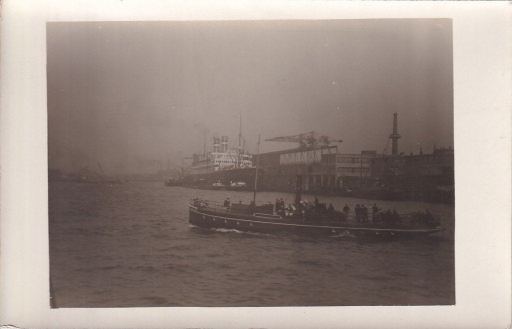 756C fotokaart Rotterdam H.A.L. Wilhelminakade overzetbootje, Verzamelen, Ophalen of Verzenden, 1920 tot 1940, Ongelopen, Zuid-Holland