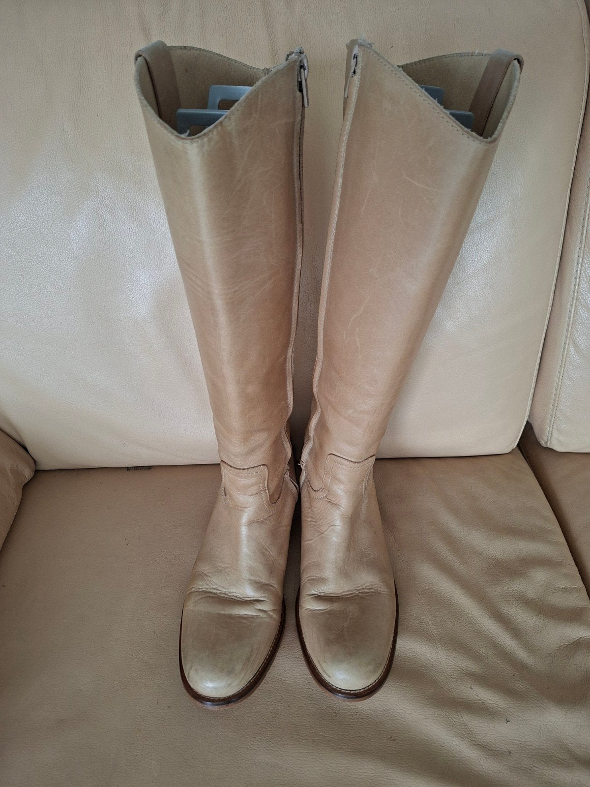 Hele mooie hoge lederen Clic! laarzen maat 39, Ophalen of Verzenden, Gedragen, Beige, Hoge laarzen