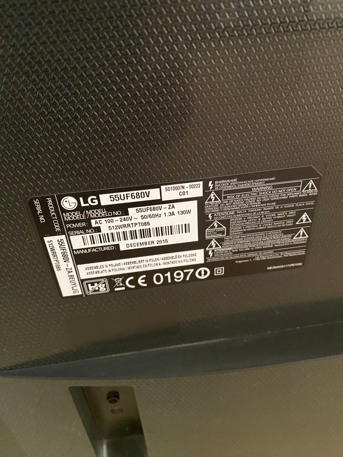 LG 55 inch TV - Model 2015 - Inclusief afstandsbediening, 50 Hz, Ophalen of Verzenden, 40 tot 60 cm, LG